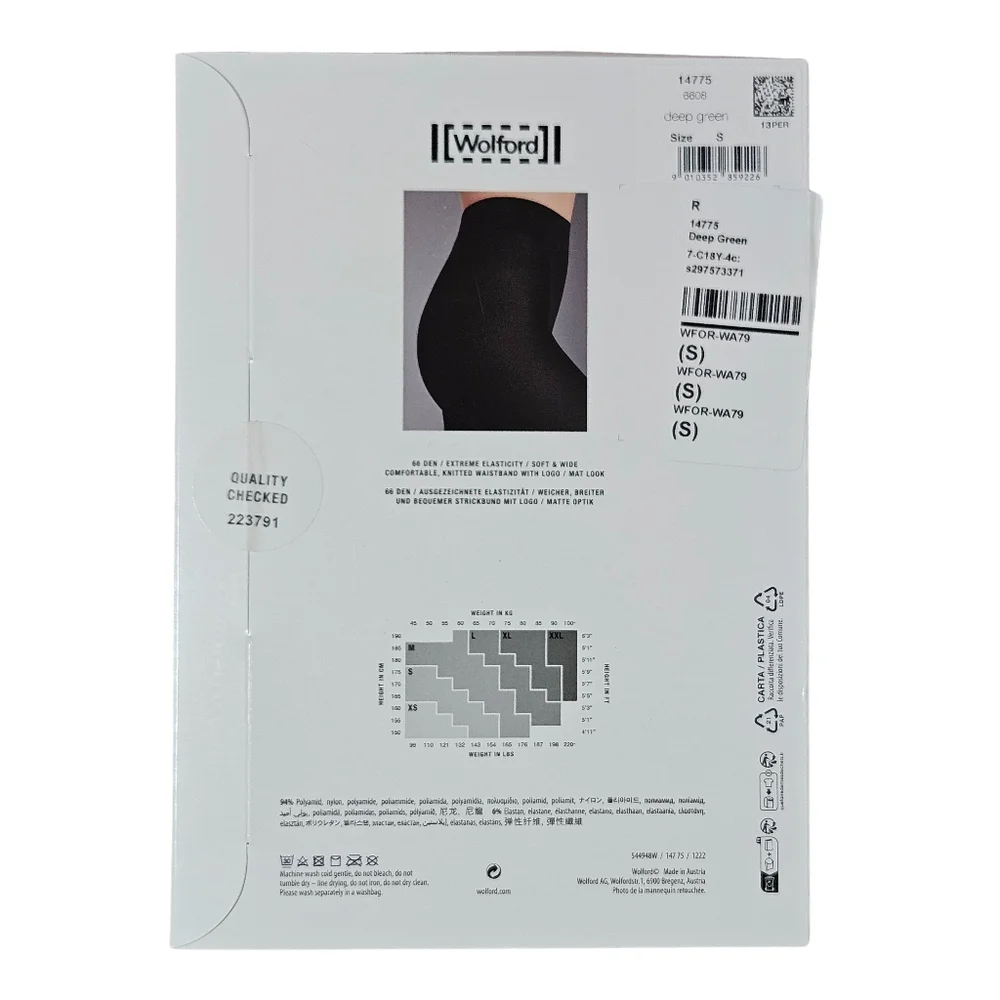 Wolford Tights Deep Green Velvet De Luxe 66 Silky Soft Wide Waistband Christmas